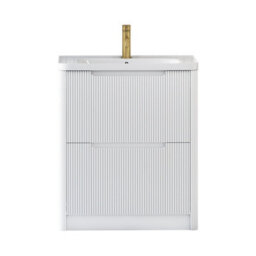 Royal Bathrooms Avenza 700mm Fluted Floor Standing Vanity Unit Matt White 2 Drawer Storage Cabinet With Ceramic Basin - thumbnail 7