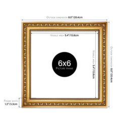 6X6 Gold Ornate Picture Frame (15.2 X 15.2Cm) Poster, Photo, Artwork, Gallery Wall Or Print - thumbnail 2