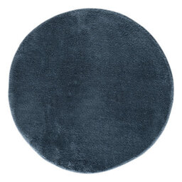 Comfy Washable Low Pile Living Room Area Rug - Anti-Slip Felt Backing Navy 100Cm Diameter - thumbnail 2