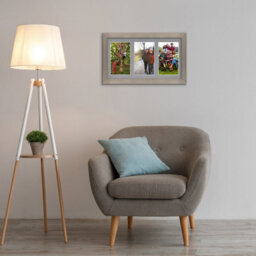 AK Frames 40X20Cm Aluminum Modern Multi Photo Frame With Mid Grey Mount - Holds 3 Apertures (3X) 6X4 Photos - thumbnail 3