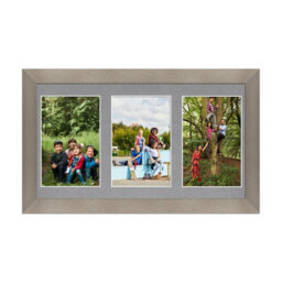 AK Frames 40X20Cm Aluminum Modern Multi Photo Frame With Mid Grey Mount - Holds 3 Apertures (3X) 6X4 Photos - thumbnail 1