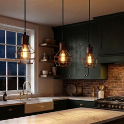 Rustic Red Ceiling Light Wire Basket Metal Basket Pendant Lighting Ceiling Light Shade, Industrial Style Light For Indoor - thumbnail 9