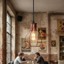 Rustic Red Ceiling Light Wire Basket Metal Basket Pendant Lighting Ceiling Light Shade, Industrial Style Light For Indoor - thumbnail 8