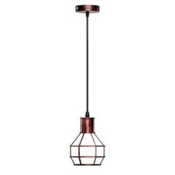 Rustic Red Ceiling Light Wire Basket Metal Basket Pendant Lighting Ceiling Light Shade, Industrial Style Light For Indoor