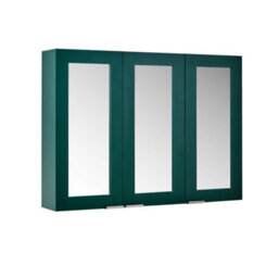 Homestylestore 900 X 650mm Dark Green Wall Mounted Mirrored Door Bathroom Cabinet And Chrome Finger Pull Handles