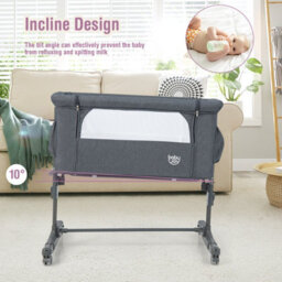 Costway 3-In-1 Baby Bedside Bassinet Crib Height-Adjustable Infant Newborn Cot Bed - thumbnail 5