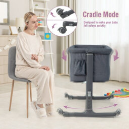 Costway 3-In-1 Baby Bedside Bassinet Crib Height-Adjustable Infant Newborn Cot Bed - thumbnail 4