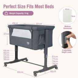 Costway 3-In-1 Baby Bedside Bassinet Crib Height-Adjustable Infant Newborn Cot Bed - thumbnail 3
