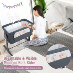 Costway 3-In-1 Baby Bedside Bassinet Crib Height-Adjustable Infant Newborn Cot Bed - thumbnail 9