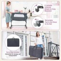Costway 3-In-1 Baby Bedside Bassinet Crib Height-Adjustable Infant Newborn Cot Bed - thumbnail 8