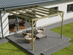 Arbor Garden Solutions Wall-Mounted Wooden Box Pergola, Complete Diy Kit, 1.8M X 4.8M (Natural Finish) - thumbnail 3