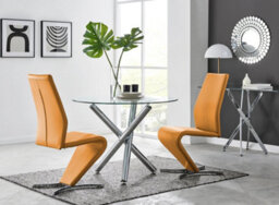 Furniturebox Uk Selina Round Dining Table And 2 Mustard Willow Chairs