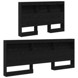 Berkfield Storage Headboard With Shelf Black Oak 120 Cm Engineered Wood - thumbnail 4
