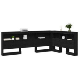 Berkfield Storage Headboard With Shelf Black Oak 120 Cm Engineered Wood - thumbnail 3