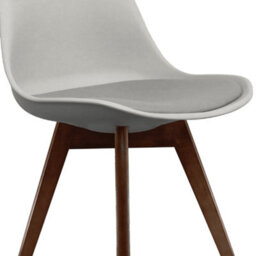Fusion Living Soho Light Grey Plastic Dining Chair With Squared Dark Wood Legs - thumbnail 3