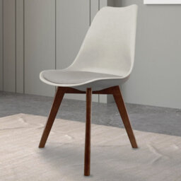 Fusion Living Soho Light Grey Plastic Dining Chair With Squared Dark Wood Legs - thumbnail 2