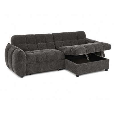 Furnishings For Less UK Fenton Grey Universal Corner Sofa Bed With Storage Chaise Chenille - image 1