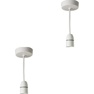 Loops 2 Pack 6 Inch White Ceiling Rose Pendant Light Bayonet Bc Bulb Lamp Shade Holder - image 1