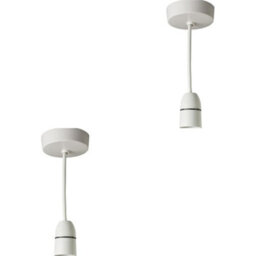 Loops 2 Pack 6 Inch White Ceiling Rose Pendant Light Bayonet Bc Bulb Lamp Shade Holder - thumbnail 1