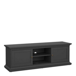 Wyld Haus Osaka Farmhouse Dark Grey Tv Unit 2 Doors With Open Shelves - thumbnail 2