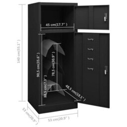 Berkfield Durable Saddle Cabinet Black 53X53X140 Cm Steel - thumbnail 9