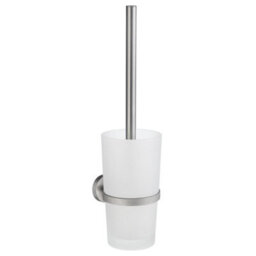Smedbo Chrome Wall Mounted Toilet Brush And Frosted Glass Container