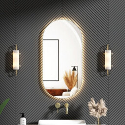 Royal Bathrooms Luton 900 X 450mm Matt Black Backlit Led Illuminated Framed Mirror With Demister Pad & Touch Sensor - Capsule