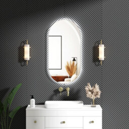 Royal Bathrooms Luton 900 X 450mm Matt Black Backlit Led Illuminated Framed Mirror With Demister Pad & Touch Sensor - Capsule - thumbnail 4