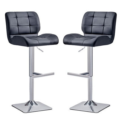 Furniture in Fashion Candid Black Faux Leather Bar Stools With Chrome Base In Pair - image 1