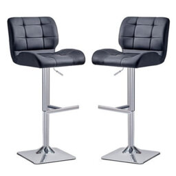 Furniture in Fashion Candid Black Faux Leather Bar Stools With Chrome Base In Pair - thumbnail 1