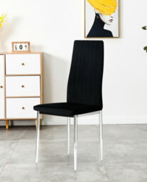 Furnizone UK Set Of 2 Dining Chairs - Monza Modern Dining Chairs - Black Velvet Chrome Legs Dining Chairs - Kitchen Dining Room Chairs - thumbnail 2