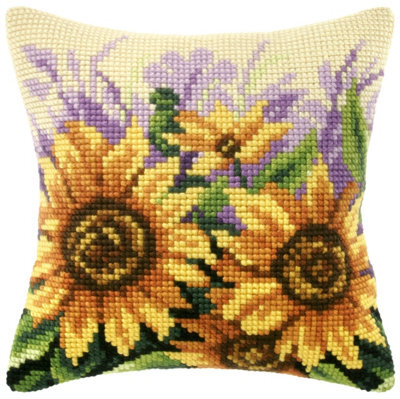 Groves Of Thames Cushion Sunflowers - Cross Stitch Kit: Cushion: Large: Sunflowers On Meadow - Orchidea - image 1