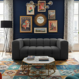 Two Seater Contemporary Sofa Baloo Dark Grey - thumbnail 1