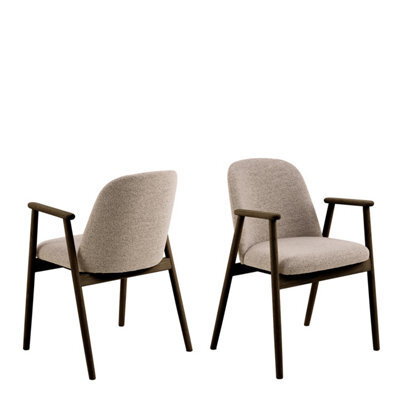 Furniture To Go Leo Dining Chairs With Armrest In Monza Fabric Beige Set Of 2 - image 1