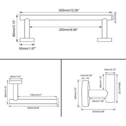 3 Piece Stainless Steel Bathroom Accessories Set Towel Bar Toilet Paper Holder Hook Brushed Gold Finish - thumbnail 2