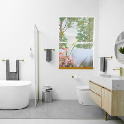3 Piece Stainless Steel Bathroom Accessories Set Towel Bar Toilet Paper Holder Hook Brushed Gold Finish - thumbnail 5