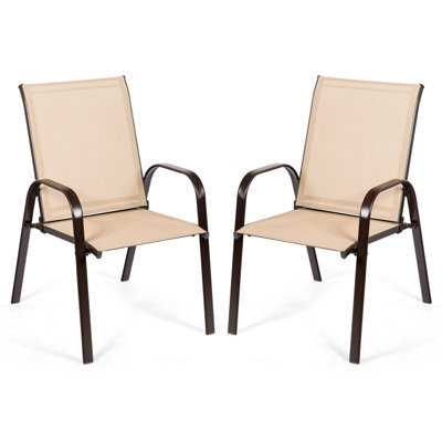 Costway Set Of 2 Patio Chairs Portable High Back Garden Camping Dining Chairs W/ Armrest - image 1