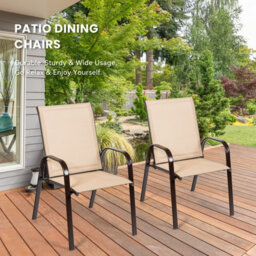 Costway Set Of 2 Patio Chairs Portable High Back Garden Camping Dining Chairs W/ Armrest - thumbnail 3