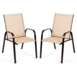 Costway Set Of 2 Patio Chairs Portable High Back Garden Camping Dining Chairs W/ Armrest