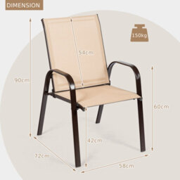 Costway Set Of 2 Patio Chairs Portable High Back Garden Camping Dining Chairs W/ Armrest - thumbnail 2