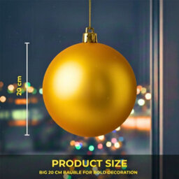 Shatchi 20Cm Dark Gold Mat Christmas Bauble - Premium Bauble & Home Décor Ornament - thumbnail 5