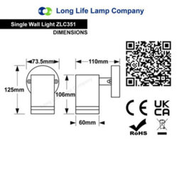 Long Life Lamps Company Single Outdoor Wall Light Stainless Steel Zlc351 Garden Light - thumbnail 2