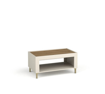 Arte Mossa Elegant Coffee Table In Cashmere & Oak - W970mm X H470mm X D560mm - image 1