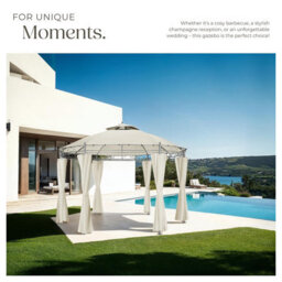Tectake Gazebo Siana - 3.5 M Diameter, Water-Repellent, 6 Side Panels, Double Roof System   350 X 280 Cm - Cream - thumbnail 8