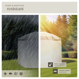 Tectake Gazebo Siana - 3.5 M Diameter, Water-Repellent, 6 Side Panels, Double Roof System   350 X 280 Cm - Cream - thumbnail 7