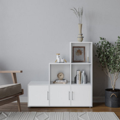 Urbn-Living 6-Cube Step Shelving Unit With Metal Handle Doors - image 1