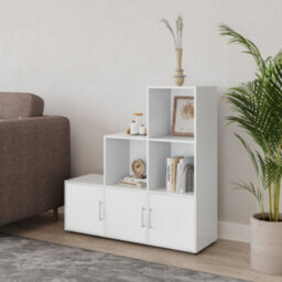 Urbn-Living 6-Cube Step Shelving Unit With Metal Handle Doors - thumbnail 2