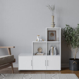 Urbn-Living 6-Cube Step Shelving Unit With Metal Handle Doors - thumbnail 1