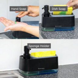 Innoteck Essentials Dual Hand And Dish Soap Dispenser With Sponge Holder - Black - thumbnail 2