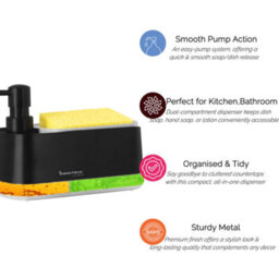 Innoteck Essentials Dual Hand And Dish Soap Dispenser With Sponge Holder - Black - thumbnail 4
